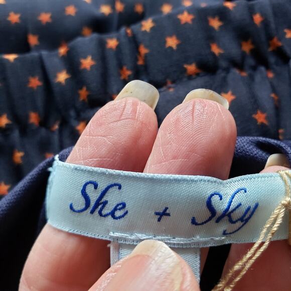 NWT She + Sky Star Print Cotton Pleated Shorts - Picture 6 of 9